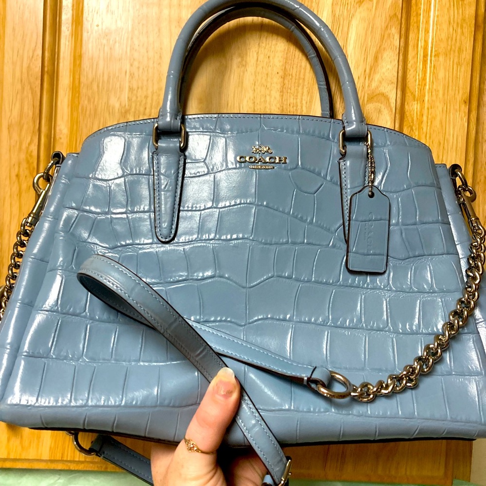 Coach Sage Carryall Croc-embossed Blue leather